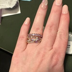 Gold plating Lavender Stone Stackable Ring Set - 4 rings size 7